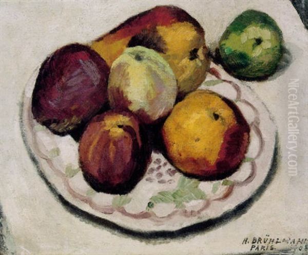 Apfel Und Birnen Auf Bemaltem Teller - view 1