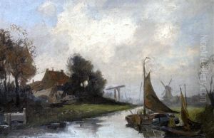 Un Canal Pres D'utrecht by Cornelis De Bruin