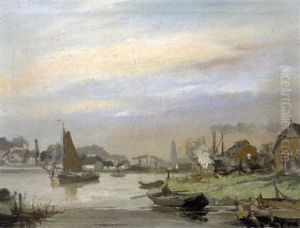 Paysage Fluvial En Hollande by Cornelis De Bruin