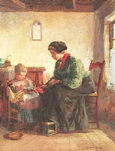 Genreszene. Mutter Mit Tochter Beim Puppenspiel In Der Stube by Cornelis De Bruin