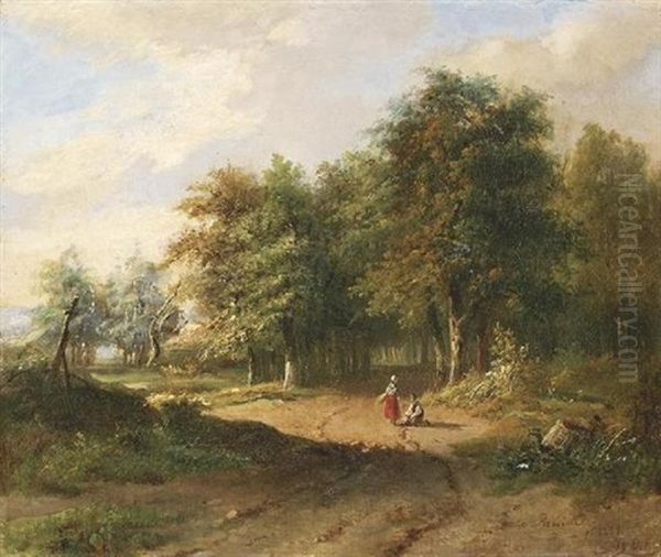 Bei Der Rast Auf Einem Sommerlichen Waldweg - view 1