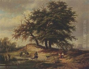Hunstmen In A Wooded Landscape Hunstmen In A Wooded Landscape