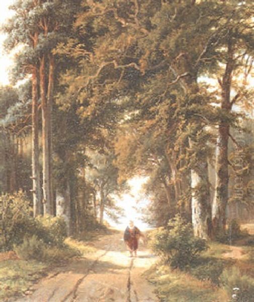 Faggot Gatherer On A Forest Path - view 1