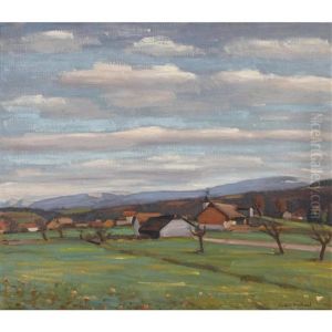 Weite Landschaft Mit Einem Dorf by Ernest Hiram Bruelhart