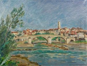 Ansicht Von Fribourg Und Dem Pont Du Milieu
