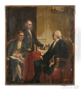 Study For George Washington With Jefferson And Hamilton by Constantino Brumidi