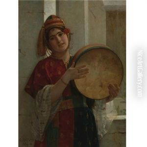 The Tambourine Player by Charles Guillaume Brun
