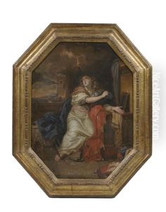 Sainte Madeleine Repentante Renonce A Toutes Les Vanites De Ce Monde by Charles Le Brun