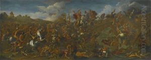 The Battle Of Milvian Bridge; Alexander And Porus by Charles Le Brun