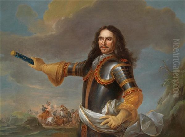 Bildnis Des Henri De La Tour D'auvergne, Vicomte De Turenne, Marschall Von Frankreich (1611-1675) Vor Dem Hintergrund Eines Reitergefechts - view 1
