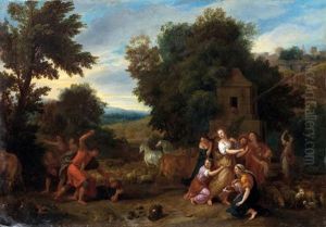 Moise Et Les Filles De Jethro by Charles Le Brun