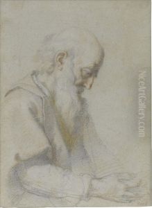 Old Man In Profile Looking Down To The Right by Cristofano Allori