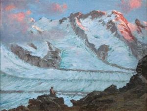Environs De Zermatt, Glacier De Gorner, Le Breithorn Au Soleil Couchant by Edouard Brun