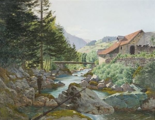Pecheurs Sur Un Torrent De Chartreuse - view 1