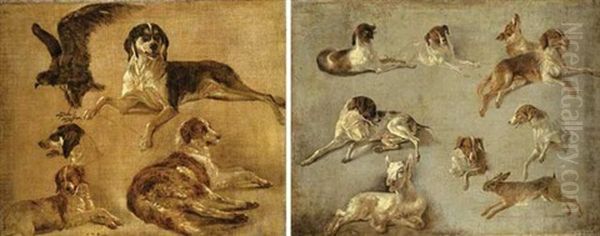 Study Of Four Dogs And An Eagle - view 1