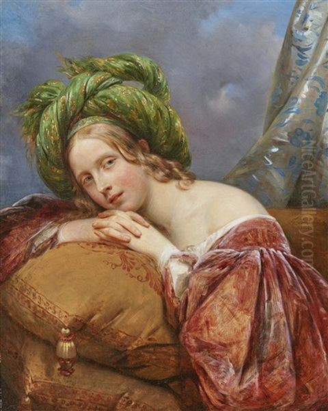 Lady In Green Turban - view 1