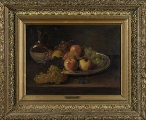 Nature Morte Au Melon Et Raisin , Nature Morte Aux Pommes Et Raison (2 Works) by Alfred Arthur Brunel de Neuville