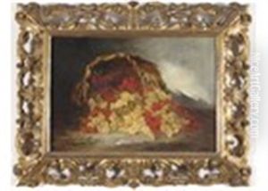 Red And White Currants In A Basket by Alfred Arthur Brunel de Neuville