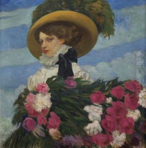 Femme Au Bouquet De Pivoines