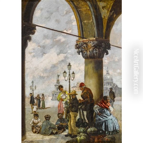 Gemuseverkaufer Unter Den Arkaden Der Piazzetta In Venedig - view 1