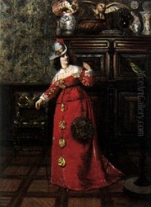 A Lady And Her Parrot by Francois Brunery