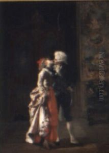 Interior Scene With Embracing Couple by Francois Brunery