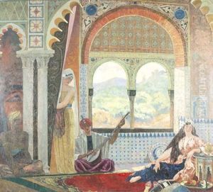 Scene D'interieur by Emile-Jean-Marie Brunet