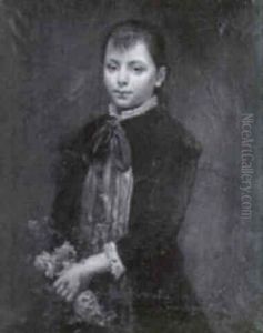 Portraet Af En Pige Med Blomster I Haenderne