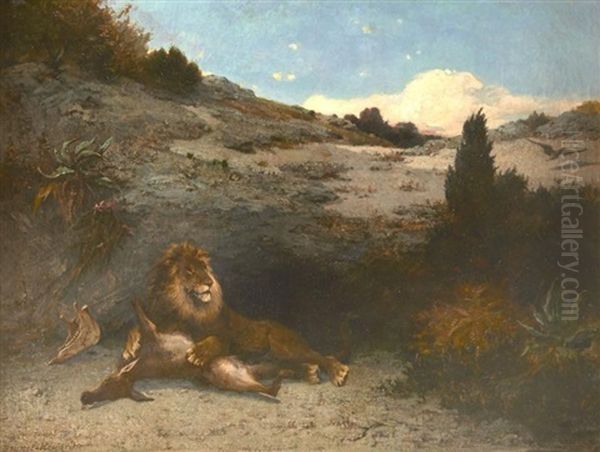 Lion Devorant Une Antilope - view 1