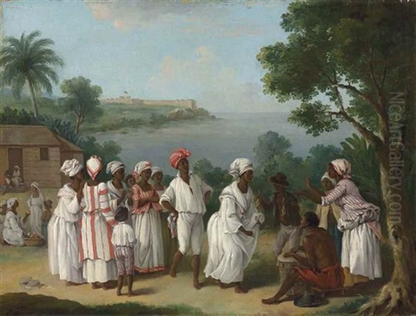 A Negroes' Dance In The Island Of Dominica, Fort Young Beyond - view 1