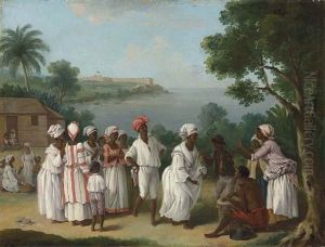 A Negroes' Dance In The Island Of Dominica, Fort Young Beyond by Agostino Brunias