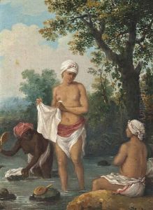 Women Of Dominica Washing Clothes In A Stream by Agostino Brunias