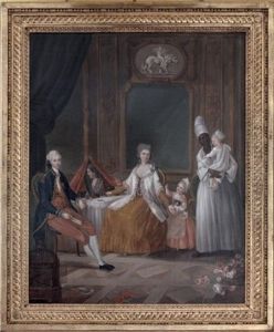 Portrait De Famille Accompagnee D'une Nourrice Tenant Un Enfant Dans Ses Bras