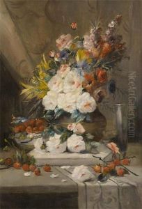 Composition Aux Roses Sur Un Entablement by Charles Brunin