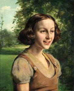 Ma Fille Lucienne A Dix Ans by Leon de Meutter Brunin