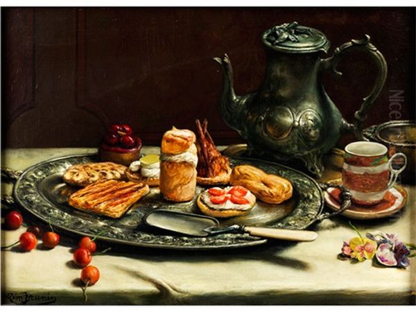 Stillleben Mit Sussen Pasteten Und Kaffeegeschirr - view 1