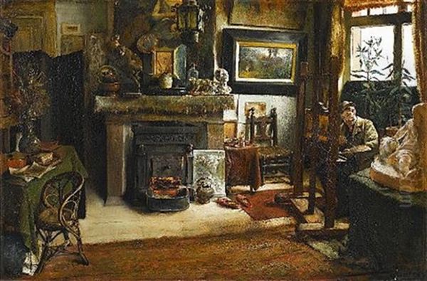 In The Artist's Studio by Leon de Meutter Brunin
