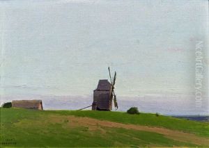 Landschaft Mit Windmuhle (abend)