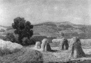 Sommerlandschaft Mit Garben by Ferdinand Brunner