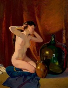 Pensive Art Deco Nude by Frederick Sands Brunner