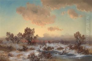 Winterlandschaft Im Abendrot