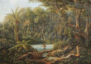 Brasilien (+ Am Amazonas, Oil On Canvas Laid On Wood, Smaller; Pair) by Karl (Carl) Brunner
