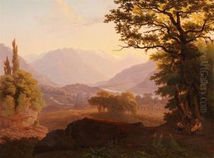 Norditalienische Flusslandschaft by Salomon Brunner