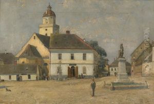 Der Hauptplatz In Pohorelice (pohrlitz) In Sudmahren Mit Der Pfarrkirche St. Jakob Und Dem Kaiser-joseph Ii-denkmal Der Hauptplatz In Pohorelice (pohrlitz) In Sudmahren Mit Der Pfarrkirche St. Jakob Und Dem Kaiser-joseph Ii-denkmal