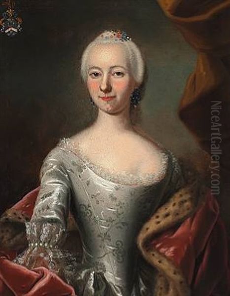 Portrait Of Margrethe Benzon, Married To Captain Teilmann, In An Evening Dress - view 1