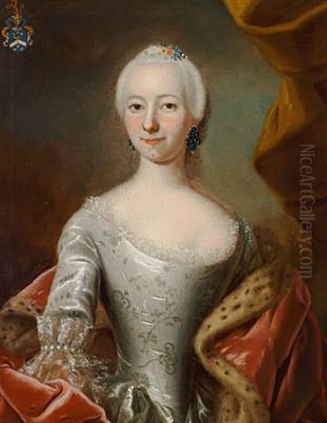 Portrait Of Margrethe Benzon In An Evening Dress - view 1