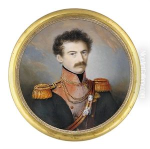 A Young Officer In Navy Blue Uniform With Red Facings