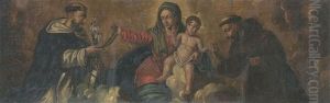 Madonna Col Bambino, San Francesco E San Domenico by Girolamo Brusaferro