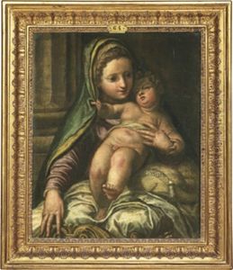 Madonnan Och Jesusbarnet by Domenico (del Riccio) Brusasorci