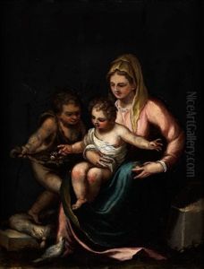 Madonna Mit Kind Und Johannesknaben by Felice Brusasorci